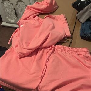 Pink Hoodie and Shorts Set